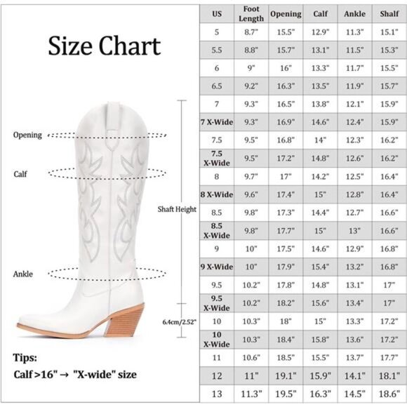 NEW  Western Cowboy Boots for Women - Knee High Wide Calf Cowgirl Boots - Picture 6 of 6